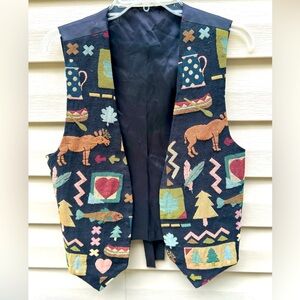 VTG Toby Weston size S northwestern woods animal print grandpacore vest